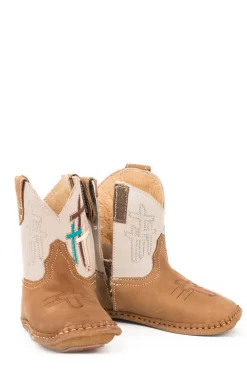 Roper Infants Girls Brown Leather Lil Cross Cowboy Boots