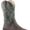 Roper Boys Kids Brown/Green Faux Leather Jed Cowboy Boots