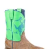 Roper Kids Boys Green/Tan Leather Arlo Jr 8In Cowboy Boots