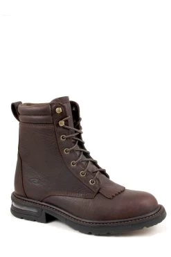 Roper Mens Brown Leather 8in Lace-Up Canadian Steel Toe Work Boots