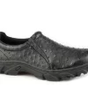 Roper Mens Black Faux Leather Ostrich Print Cotter Slip-On Shoes