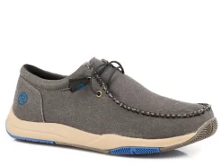 Roper Mens Grey Canvas Clearcut Low 2 Eyelet Oxford Shoes