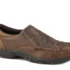 Roper Mens Brown Leather Ostrich Print Owen Slip-On Shoes