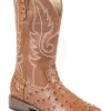 Roper Bumps Mens Tan Faux Leather Ostrich Western Boots