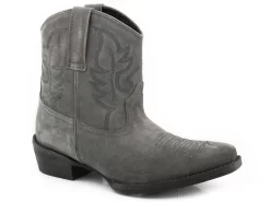 Roper Womens Grey Leather Dusty II Shorty Cowboy Boots