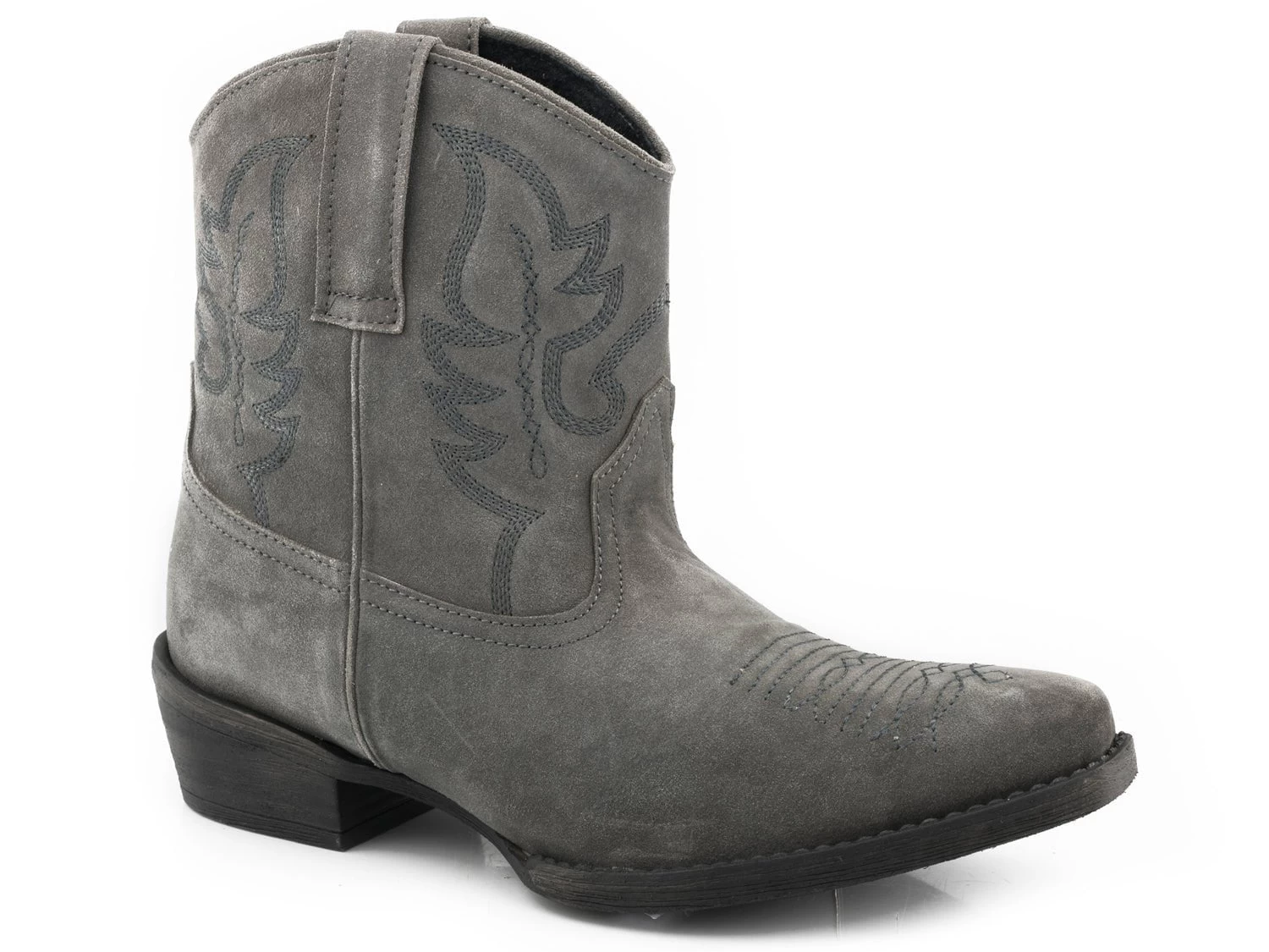 Roper Womens Grey Leather Dusty II Shorty Cowboy Boots 1 Roper Womens Grey Leather Dusty II Shorty Cowboy Boots