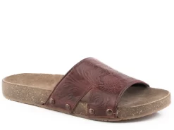 Roper Womens Brown Leather Destiny Slides Sandal Shoes