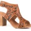 Roper Womens Tan Leather Mika II Tooled Sandal Shoes