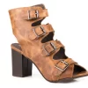 Roper Womens Brown Leather Milo 4 Buckle Sandal Shoes