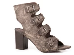 Roper Womens Black Leather Milo 4 Buckle Sandal Shoes