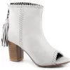 Roper Womens White Leather Betsy Open Toe Ankle Boots