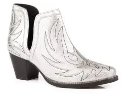 Roper Womens Silver Leather Rowdy Metallic Ankle Boots