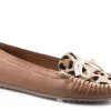 Roper Womens Tan Leather Lilly Leopard Hair Loafer Shoes