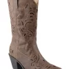 Roper Womens Brown Vintage Faux Leather 13in Glitter Underlay Western Boots