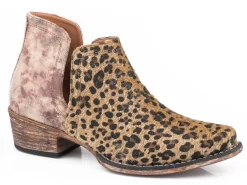Roper Womens Tan Faux Leather Ava Leopard Hair Ankle Boots