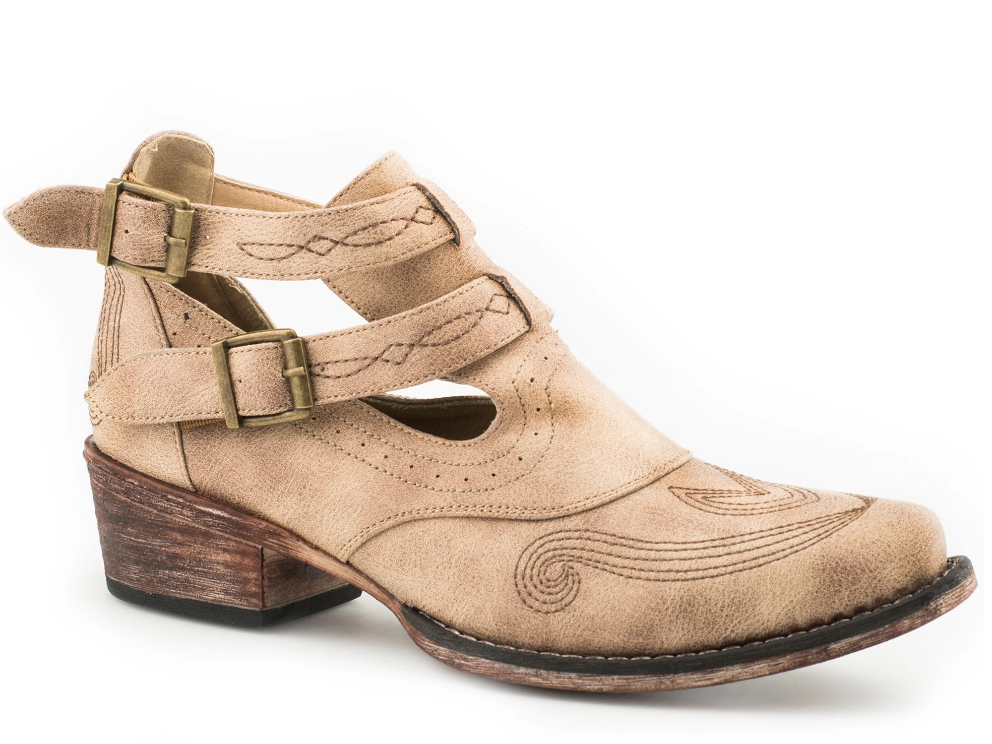 Roper Womens Vintage Beige Faux Leather Willa Ankle Boots 1 Roper Womens Vintage Beige Faux Leather Willa Ankle Boots