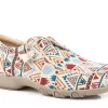 Roper Womens Beige Multi Canvas Chillin Aztec Oxford Shoes