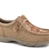 Roper Womens Tan Fabric Chillin Embossed Oxford Shoes
