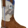 Roper Boys Youth Brown Leather 8 Seconds Bull Rider Cowboy Boots