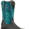 Stetson Womens Black/Turquoise Caiman Lovington Cowboy Boots