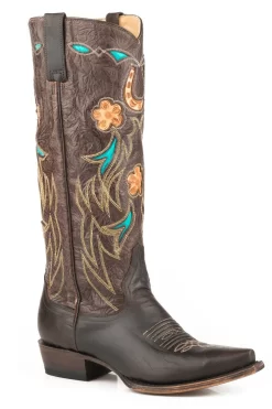 Stetson Womens Chocolate Leather Willa 15in Cowboy Boots
