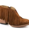 Stetson Womens Brown Leather Cora 3In Fringe Ankle Boots