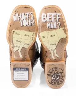 Tin Haul Mens Brown Leather Butcher Shop Bob Wire Cowboy Boots -Fashion Footwear Shop 1402000070081c