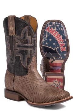 Tin Haul Mens Tan Leather Rowdy American Rodeo Cowboy Boots