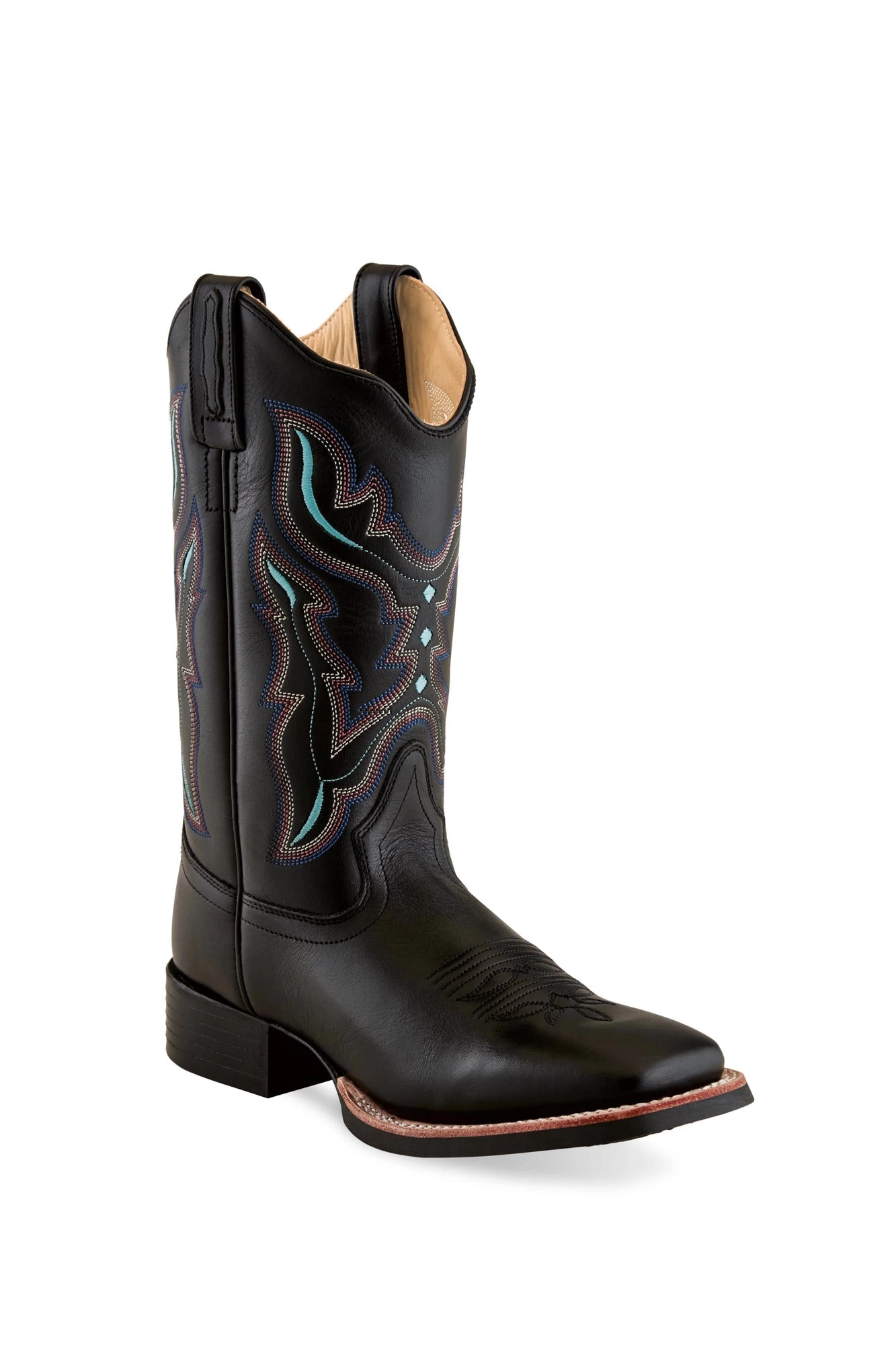 Old West Black Womens Leather 11in Scallop Cowboy Boots 1 Old West Black Womens Leather 11in Scallop Cowboy Boots