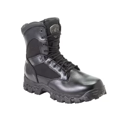 Rocky Boots Rocky Mens Black Leather 8in AlphaForce Zipper Waterproof Duty Boots