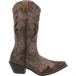 Laredo Womens Lucretia Cowboy Boots Leather Black/Tan -Fashion Footwear Shop 52133 2