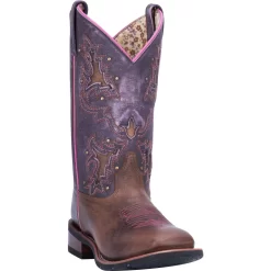 Laredo Womens Tan/Purple Lola 11in Cowboy Boots Leather