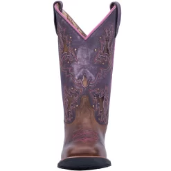 Laredo Womens Tan/Purple Lola 11in Cowboy Boots Leather -Fashion Footwear Shop 5657 5