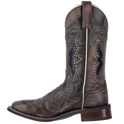 Laredo Womens Spellbound Cowboy Boots Leather Black/Tan -Fashion Footwear Shop 5660 3