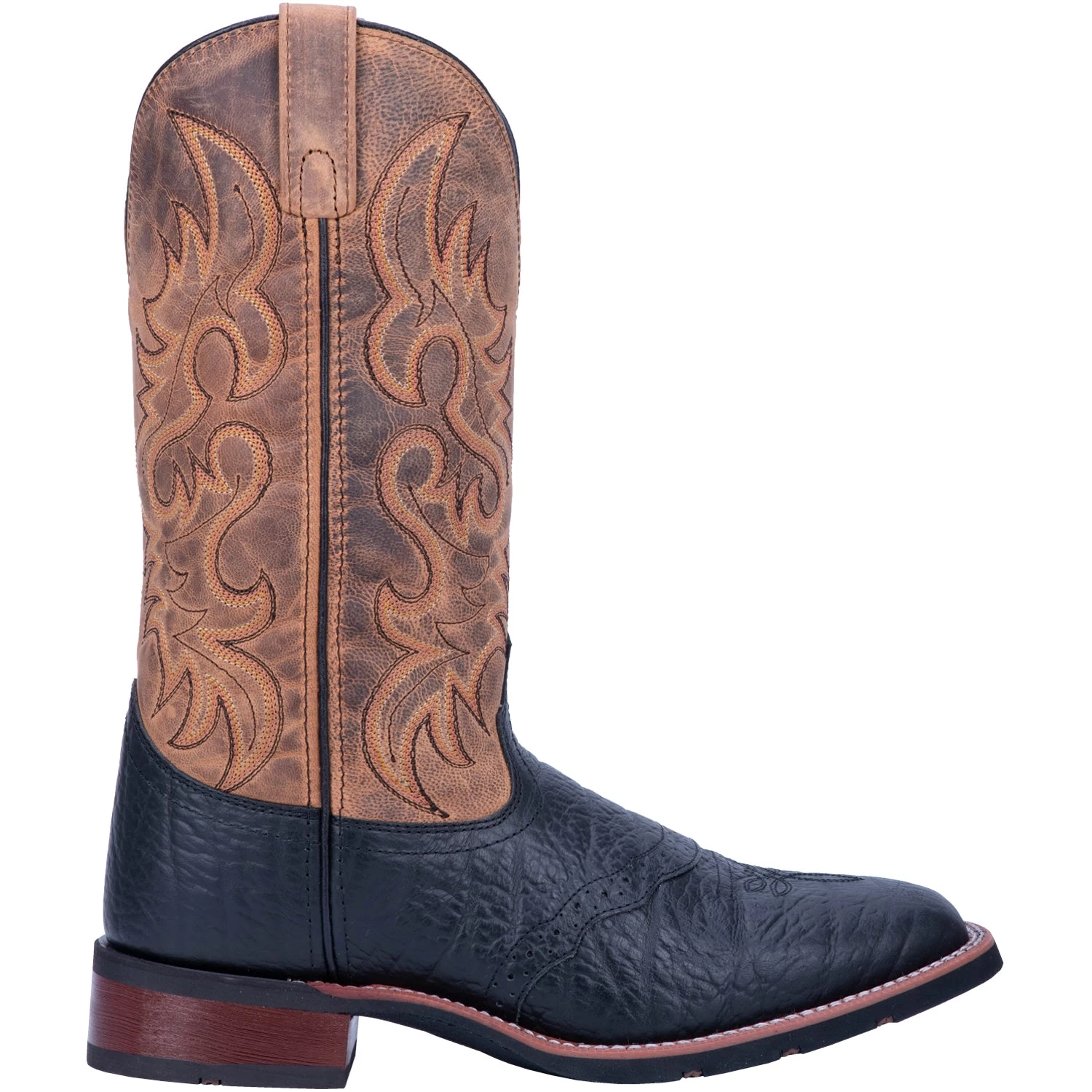 Laredo Mens Topeka Cowboy Boots Leather Black/Tan 2 Laredo Mens Topeka Cowboy Boots Leather Black/Tan - Image 2