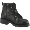 AdTec Womens Black 6in Lace Zipper Boot Leather Motorcycle