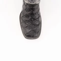 Ferrini Ladies Black Leather Bronco S-Toe Pirarucu Cowboy Boots -Fashion Footwear Shop 93393 04 Bronco Black S Toe Toe