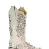 Corral Boots Corral Ladies Inlay White Cowhide Leather Cowgirl Boots