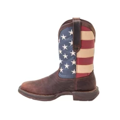 Rebel By Durango Mens Brown Leather American Flag Cowboy Boots 11 Rebel By Durango Mens Brown Leather American Flag Cowboy Boots -Fashion Footwear Shop DB5554 instep profile square
