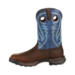 Durango Mens Brown/Denim Leather Maverick XP Ventilated Work Boots -Fashion Footwear Shop DDB0268 instep profile