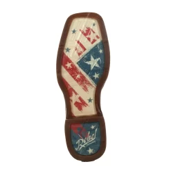 Durango Mens Bay Brown/White Leather Rebel USA Flag Cowboy Boots -Fashion Footwear Shop DDB0312 outsole