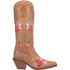 Dingo Womens Poppy Cowboy Boots Leather Tan -Fashion Footwear Shop DI732 Tan 2