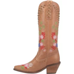 Dingo Womens Poppy Cowboy Boots Leather Tan -Fashion Footwear Shop DI732 Tan 3