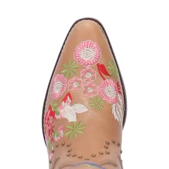 Dingo Womens Poppy Cowboy Boots Leather Tan -Fashion Footwear Shop DI732 Tan 6