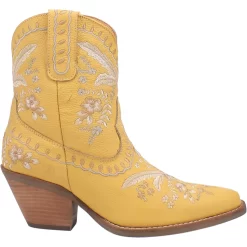 Dingo Womens Primrose Bootie Cowboy Boots Leather Yellow -Fashion Footwear Shop DI748 Yellow 2