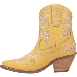 Dingo Womens Primrose Bootie Cowboy Boots Leather Yellow -Fashion Footwear Shop DI748 Yellow 3