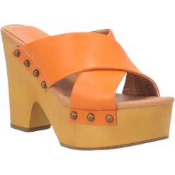 Dingo Womens Driftwood Studs Orange Leather Sandals Shoes