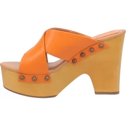 Dingo Womens Driftwood Studs Orange Leather Sandals Shoes -Fashion Footwear Shop DI849 Orange 3