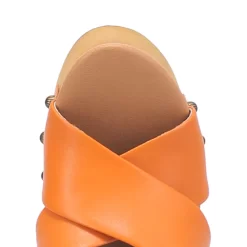 Dingo Womens Driftwood Studs Orange Leather Sandals Shoes -Fashion Footwear Shop DI849 Orange 6
