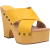 Dingo Womens Driftwood Studs Yellow Leather Sandals Shoes